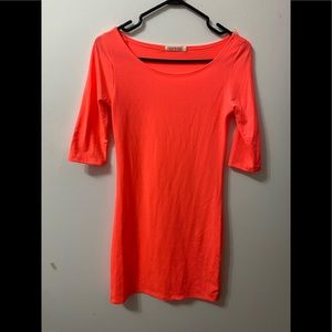 Neon Coral Orange Tshirt Dress